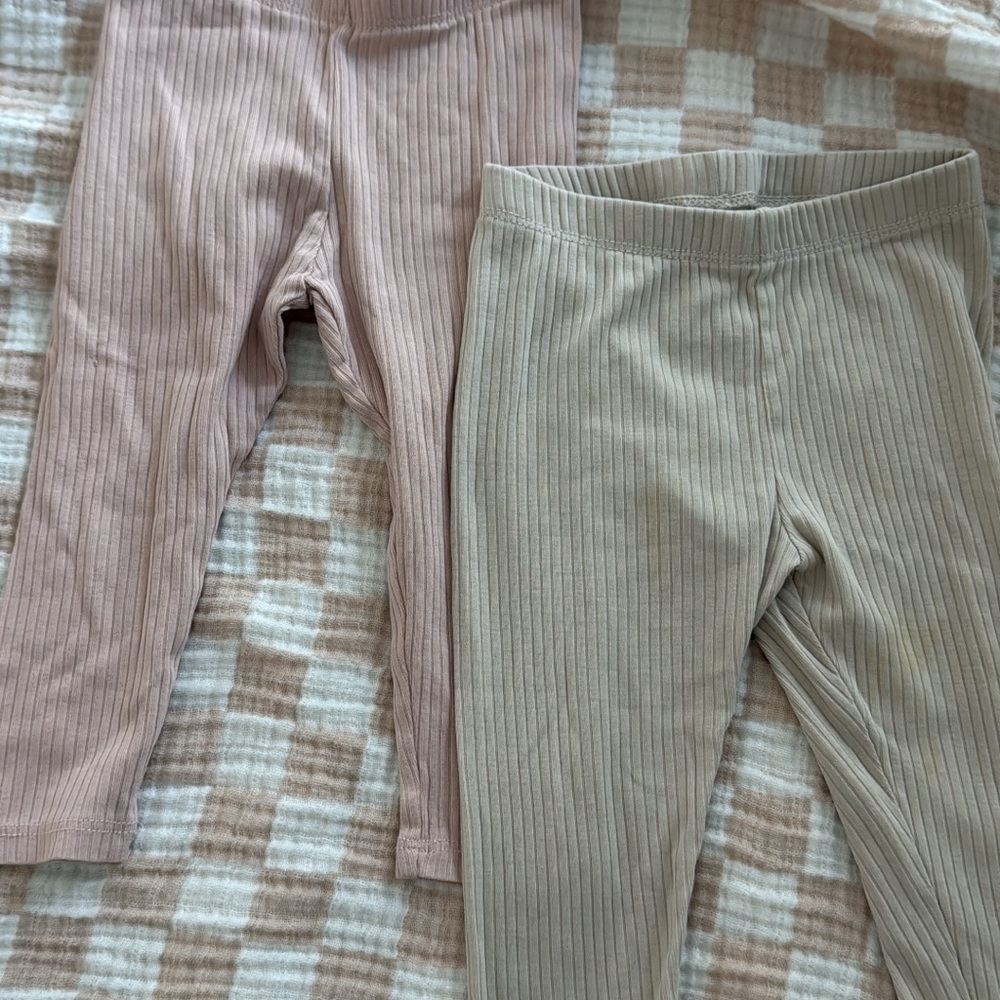 H&M Stylish Kids Ribbed Leggings - Pink and Tan